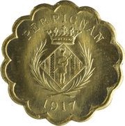 25 Centimes - Chambre Syndicale des Commerçants - Perpignan [66] Brass obverse image