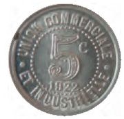 5 Centimes - Union commerciale et industrielle - La Clayette [71], France, 1922 reverse image