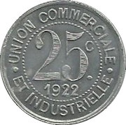 25 Centimes, France, 1922 reverse image
