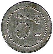 5 Centimes Crecy en Brie, France, 1918 reverse image