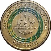 2 Dollars - Elizabeth II 4th Portrait - XXI Commonwealth Games - Team Logo, Australia, 2018 reverse image