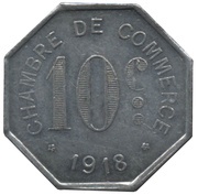 10 Centimes Rouen, France, 1918 reverse image