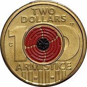 2 Dollars - Elizabeth II 4th Portrait - Remembrance Day - Armistice, Australia, 2018 reverse image