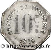 10 Centimes - Chambre de Commerce - Rouen [76] Silver, France, 1918 reverse image