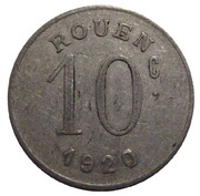 10 Centimes - Ligue des Commerçants Rouennais - Rouen [76], France, 1920 reverse image