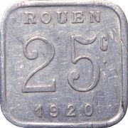 25 Centimes, France, 1920 reverse image