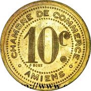 10 Centimes - Chambre de Commerce - Amiens [80] Brass, France, 1920 reverse image