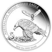 2 Dollars - Elizabeth II 4th Portrait - Australian Wedge-Tailed Eagle - Silver Bullion Coin, Australia, 2018 reverse image