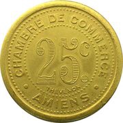 25 Centimes - Chambre de Commerce - Amiens [80] Gold plated Brass, France, 1921 reverse image