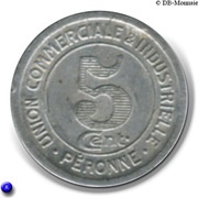 5 Centimes Péronne, France, 1922 reverse image