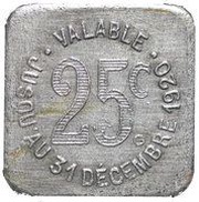 25 Centimes - City of Albi [81], France, 1920 reverse image