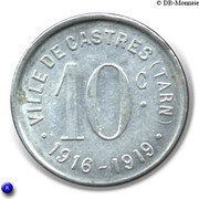10 Centimes - City of Castres [81], France, 1916 reverse image
