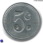 5 Centimes, France, 1920 reverse image