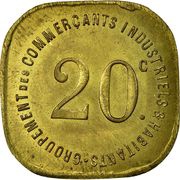 20 Centimes - Groupement des Commerçants, Industriels et Habitants - Joinville-le-Pont [94] Brass, France, 1918 reverse image