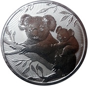 2 Dollars - Elizabeth II 4th Portrait - Koala with Cub - Silver - High Relief, Australia, 2018 reverse image