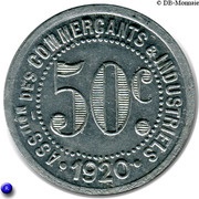 50 Centimes, France, 1920 reverse image