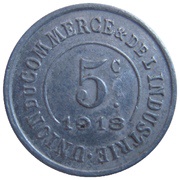 5 Centimes, France, 1918 reverse image