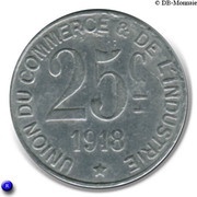 25 Centimes, France, 1918 reverse image