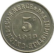5 Centimes - Union du Commerce et de l'Industrie - Saint-Germain-en-Laye [78] Nickel-silver, France, 1918 reverse image