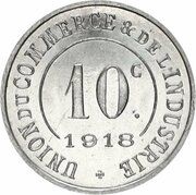 10 Centimes, France, 1918 reverse image