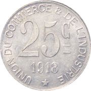 25 Centimes, France, 1918 reverse image