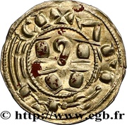 Denier in the very degenerate name of Raymond, France, 1150-1250 reverse image