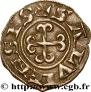 Obol with anchored cross - Bernard II, France, 1145-1164 reverse image