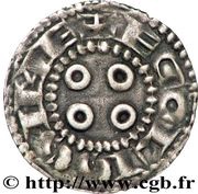 Denier with four annulets without crosslet - Immobilization in the name of Louis IV, France, 950-1050 reverse image