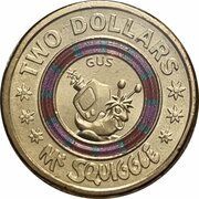 2 Dollars - Elizabeth II 4th Portrait - Mr Squiggle 60 Years, Gus, Australia, 2019 reverse image