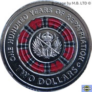 2 Dollars - Elizabeth II 4th Portrait - Lest We Forget - 100 Yrs Repatriation, Australia, 2019 reverse image