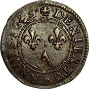 Denier Tournois - Charles II 3rd type, France, 1651-1654 reverse image