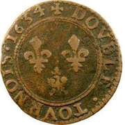 Double Tournois - Charles I 6th type, France, 1634 reverse image
