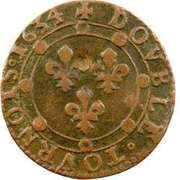 Double Tournois - Charles I 12th type, France, 1634 reverse image