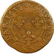 Double Tournois - Charles I 13th type, France, 1635 reverse image
