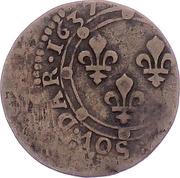 Double Tournois - Charles I 19th type, France, 1636-1638 reverse image