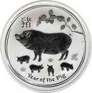 2 Dollars - Elizabeth II 4th Portrait - Year of the Pig - Silver Bullion Coin, Australia, 2019 reverse image