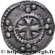 Denier anonymous with cross dividing legend, France, 1150-1175 reverse image