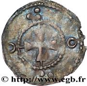 Denier anonymous ALTISIODOR with annulets, France, 1150-1175 reverse image