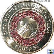 2 Dollars - Elizabeth II 6th Portrait - Tokyo Olympics - Courage; Red, Australia, 2020 reverse image