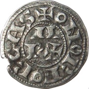 Denier immobilized in the name of Centule, France, 1080-1250 reverse image