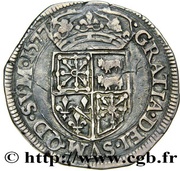Teston - Henry II and Marguerite of Valois, France, 1577 reverse image