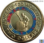 2 Dollars - Elizabeth II 6th Portrait - Women's T20 Cricket World Cup, Australia, 2020 reverse image
