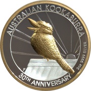 2 Dollars - Elizabeth II 6th Portrait - Kookaburra - 30th Anniversary - High Relief, Australia, 2020 reverse image