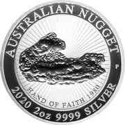 2 Dollars - Elizabeth II 6th Portrait - Hand of Faith Nugget; High Relief, Australia, 2020 reverse image