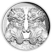 2 Dollars - Elizabeth II 6th Portrait - Double Pixiu - Silver Coin, Australia, 2020 reverse image