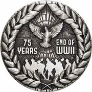 2 Dollars - Elizabeth II 6th Portrait - 75 Years End of WWII - Silver Antique, Australia, 2020 reverse image