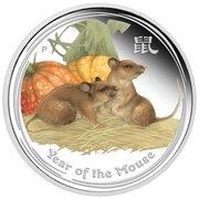2 Dollars - Elizabeth II 6th Portrait - Year of the Mouse - Silver Coin, Australia, 2020 reverse image