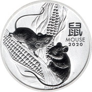 2 Dollars - Elizabeth II 6th Portrait - Year of the Mouse - Silver Bullion Coin, Australia, 2020 reverse image