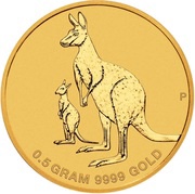 2 Dollars - Elizabeth II 6th Portrait - Mini Roo - Gold Bullion Coin, Australia, 2020 reverse image