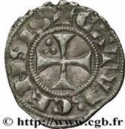 Obol anonymous with crozier three pellets, France, 1275-1325 reverse image